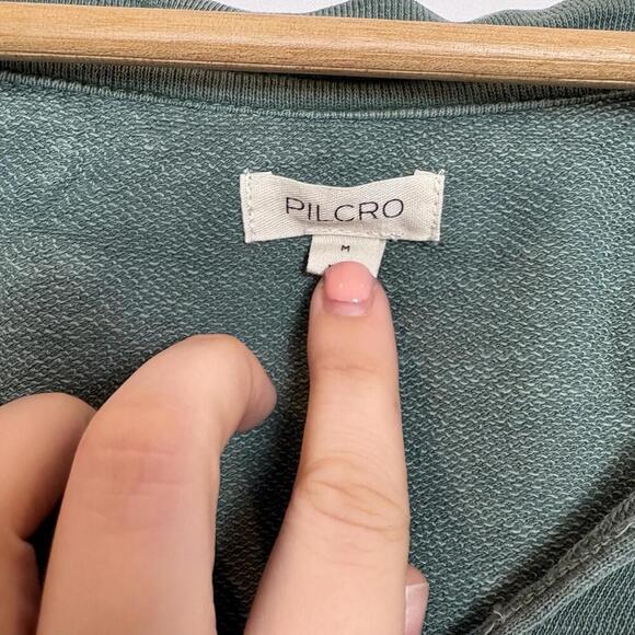 Anthro Pilcro Green Eyelet Batwing Boho Indie Crop Sweatshirt Size:M - Picture 7 of 7